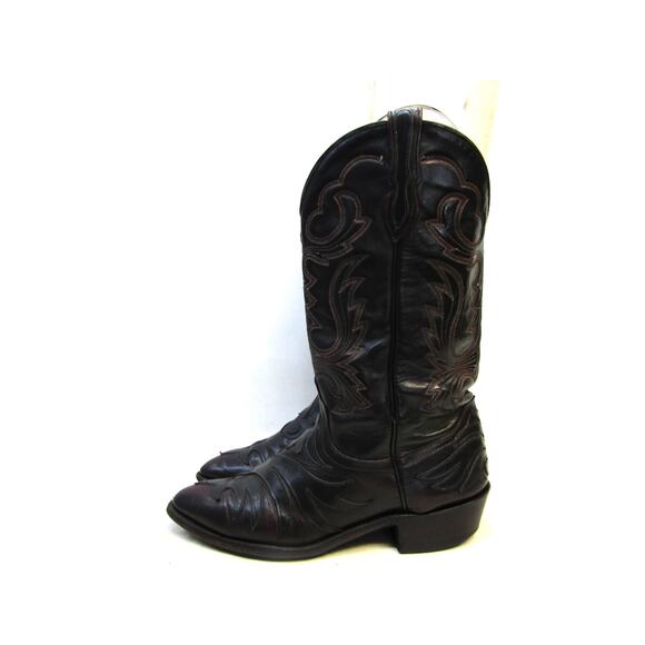 J CHISHOLM Mens Size 9.5 D Black Red Leather Cowboy Western Boots main image 4